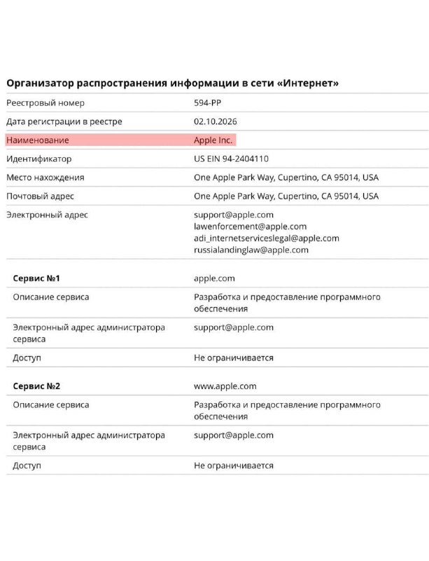 Иллюстрация к новости: Apple и Microsoft включили в реестр организаторов распространения информации